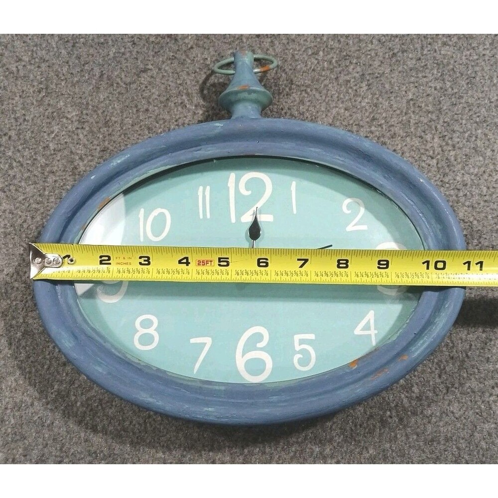 Retro Style Analog Turquoise Wall Clock Farmhouse Cottagecore Kitchen Time - Picture 6 of 8